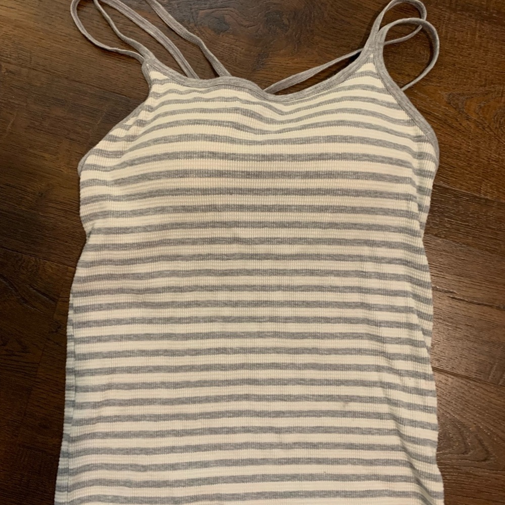 Uniqlo Gray and White Striped Camisole